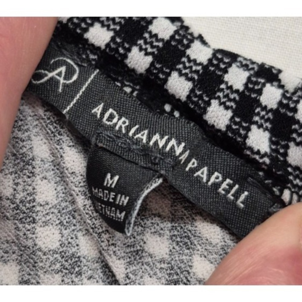 Adrianna Papell women black/white check Halter-Top Shirt Med. keyhole high neck - Picture 4 of 15
